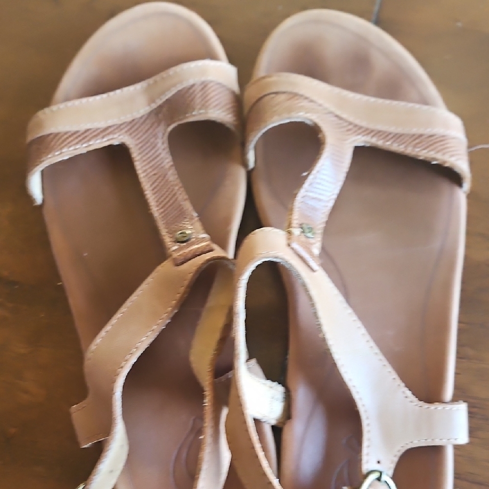 OluKai Women's Dual-Strap Leather Sandals in Brown and Black - Picture 8 of 12